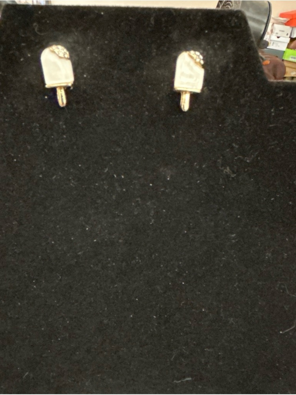 Gold Tone White Enamel Popsicle Stud Earrings - Women Jewelry